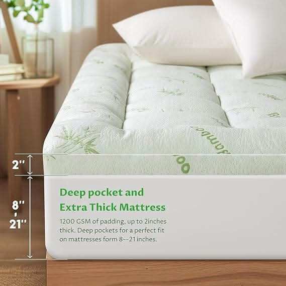 Bamboo Mattress Topper - Sleep Cooler, Wake Up Pain-Free