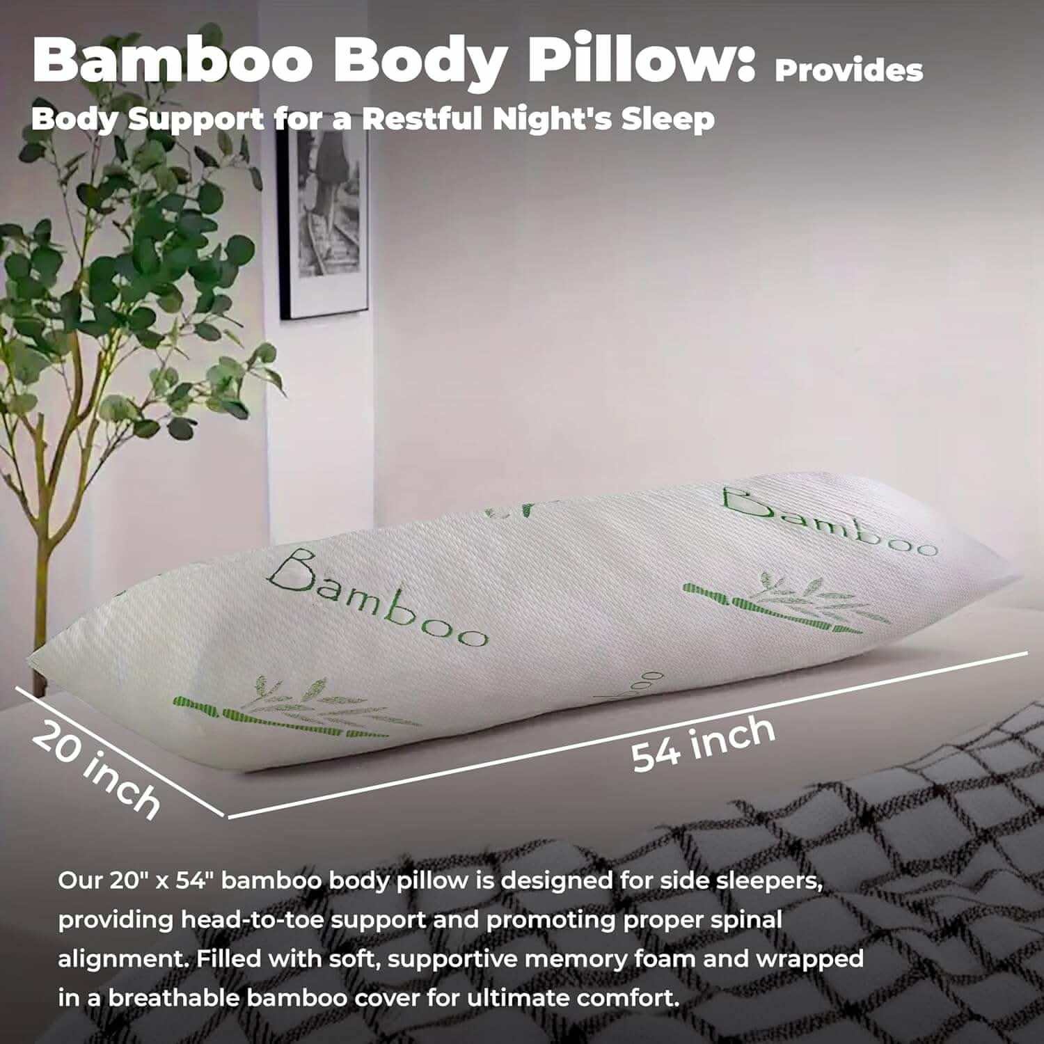 Premium bamboo body pillow for restful nights – Soft and breathable body pillow designed for full-body support and relaxation.