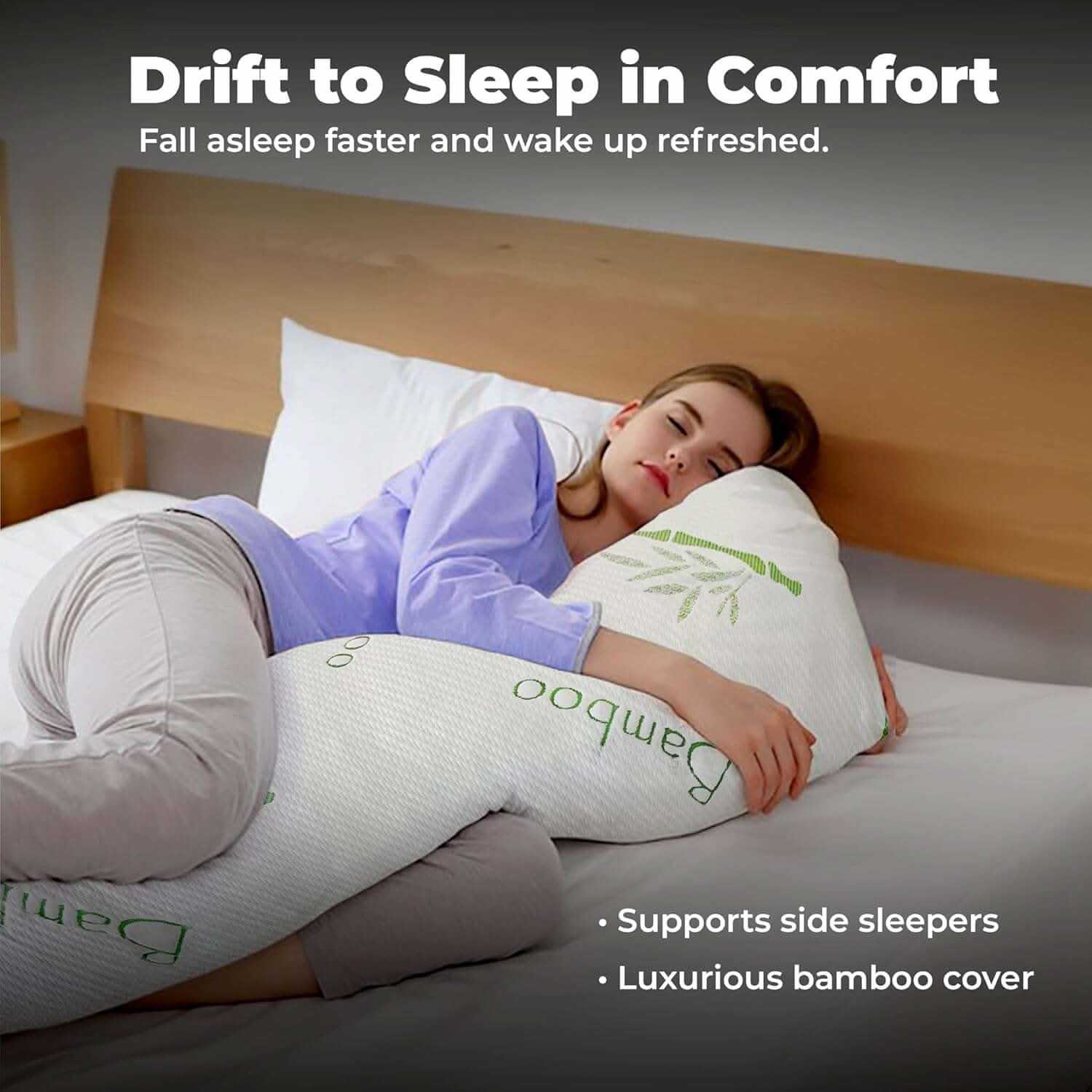 Drift into sleep with a bamboo body pillow – Ultra-soft and supportive body pillow for relaxation and full-body comfort.