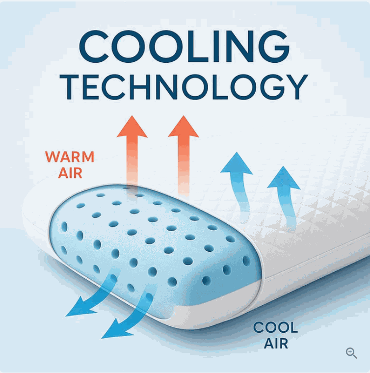 Cooling Pillow – Sleep Cooler, Ease Neck & Shoulder Tension