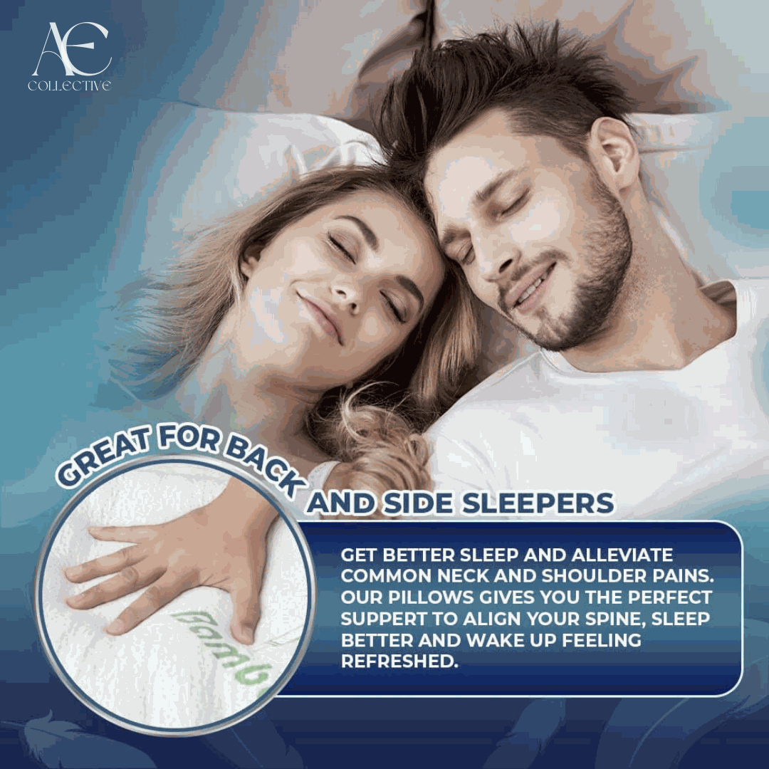 Couple sleeping comfortably on a memory foam pillow for optimal support.