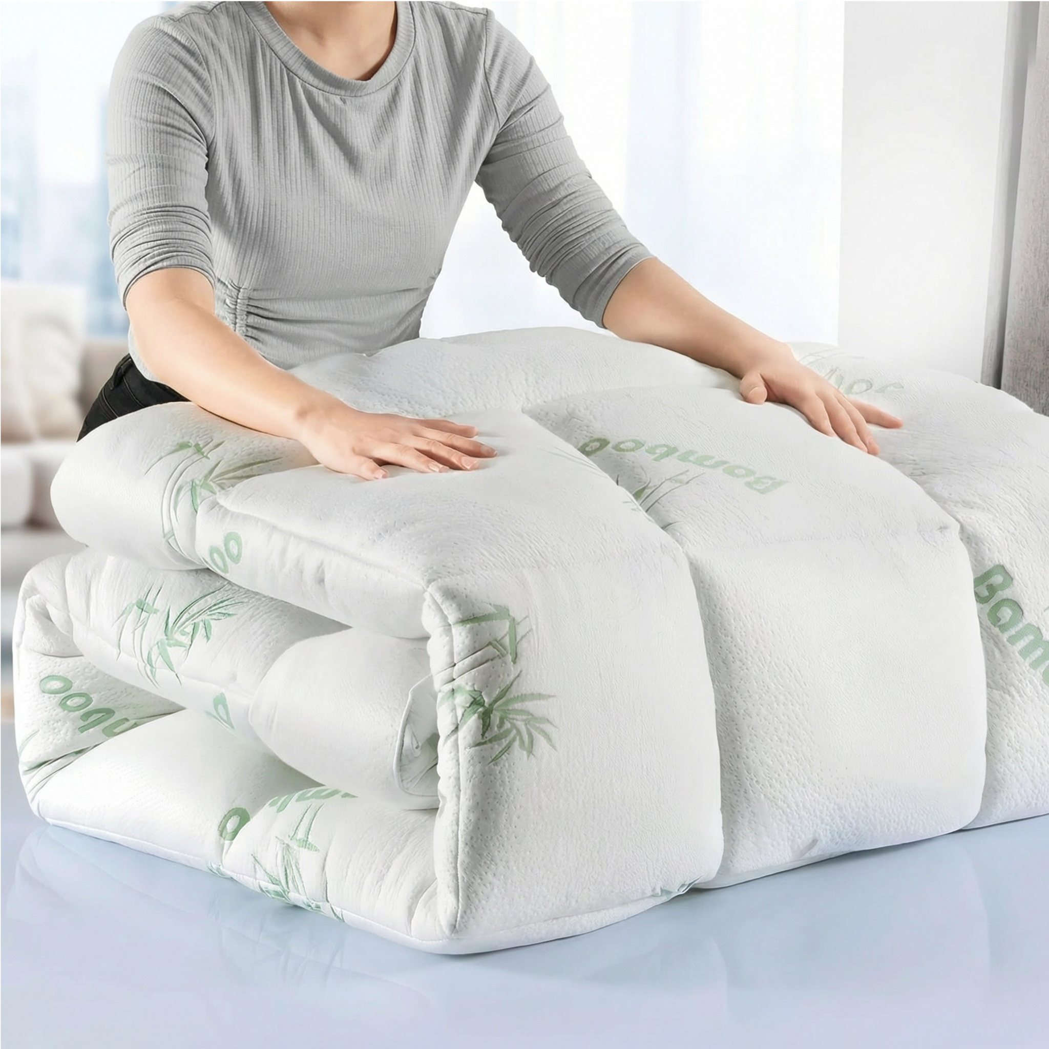 Bamboo Mattress Topper - Sleep Cooler, Wake Up Pain-Free