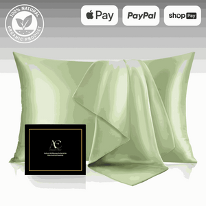 Luxurious light green silk pillow case set, featuring ultra-soft and smooth fabric for a comfortable and elegant sleep experience. This silk pillow case is breathable, hypoallergenic, and designed to protect hair and skin while enhancing bedroom aesthetic