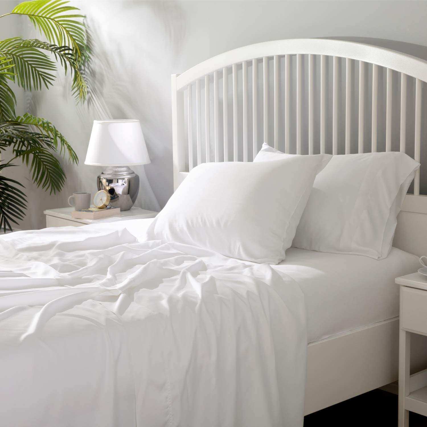 Adorearth Bamboo Sheets - White, King Queen Double Single