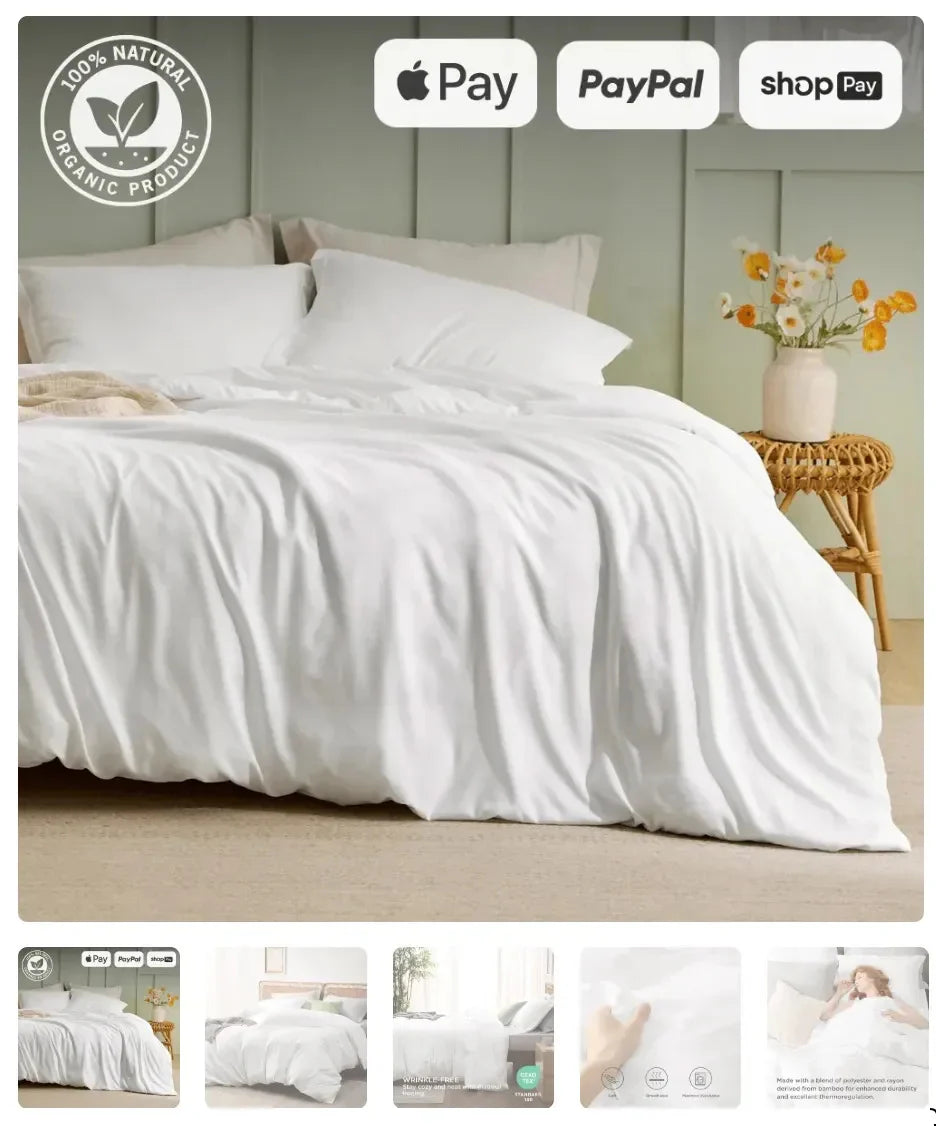 Person enjoying comfort of bamboo quilt cover in a warm, inviting bedroom environment, emphasizing relaxation
