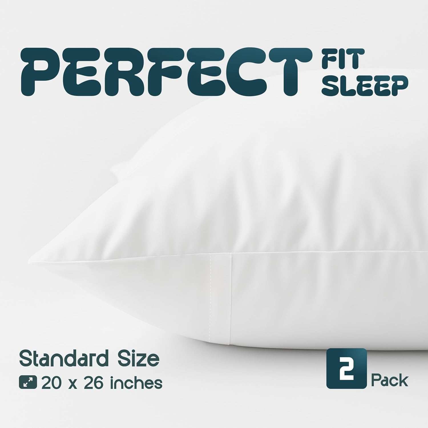 Pillow Protectors - Shield Against Allergens, Dust Mites & Stains