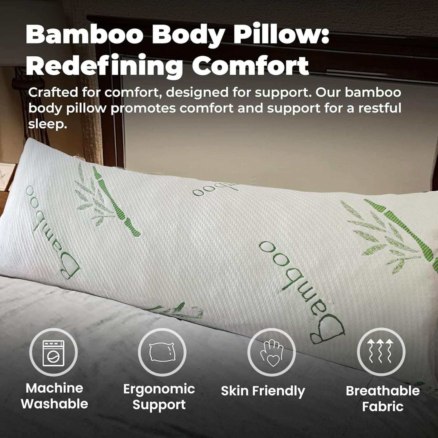 Luxury bamboo body pillow for restful sleep – Ergonomic body pillow designed for comfort, support, and relaxation
