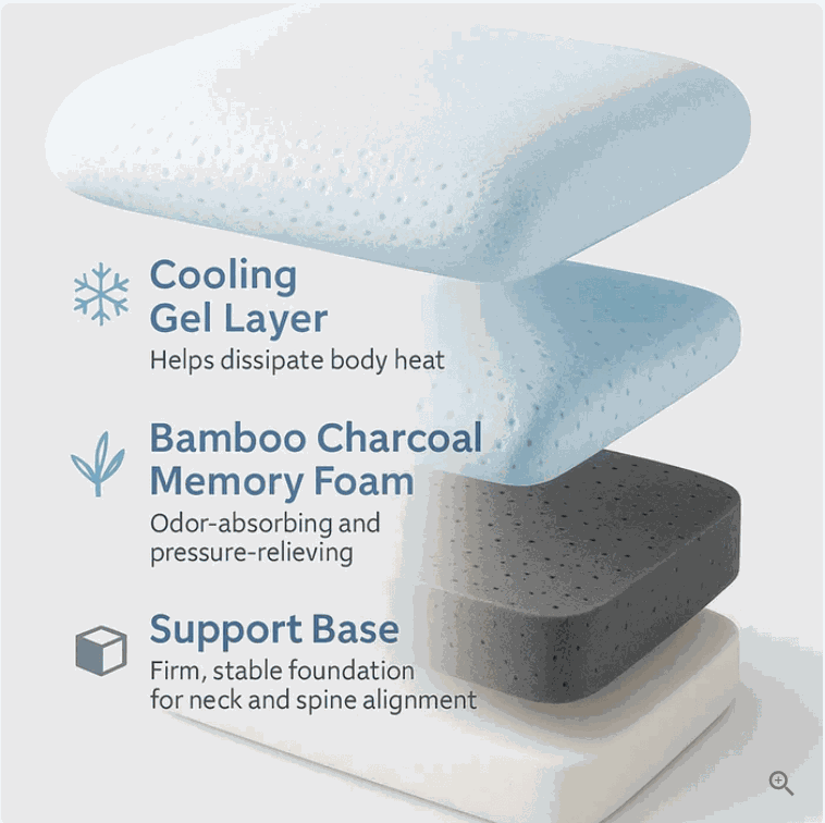 Cooling Pillow – Sleep Cooler, Ease Neck & Shoulder Tension