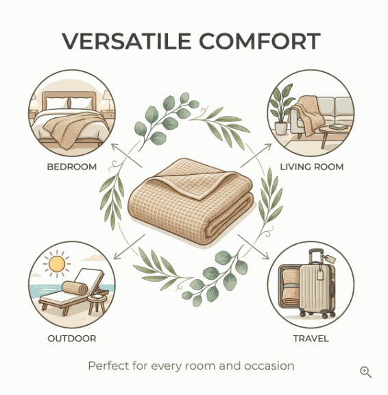 Organic Cotton Waffle Blanket – Boost Breathability, Relax in Comfort
