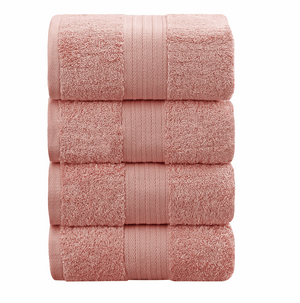 pink towels stacked soft bathroom set