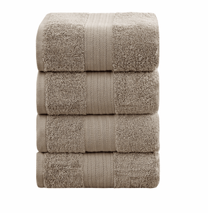 beige towels stacked set bathroom essentials