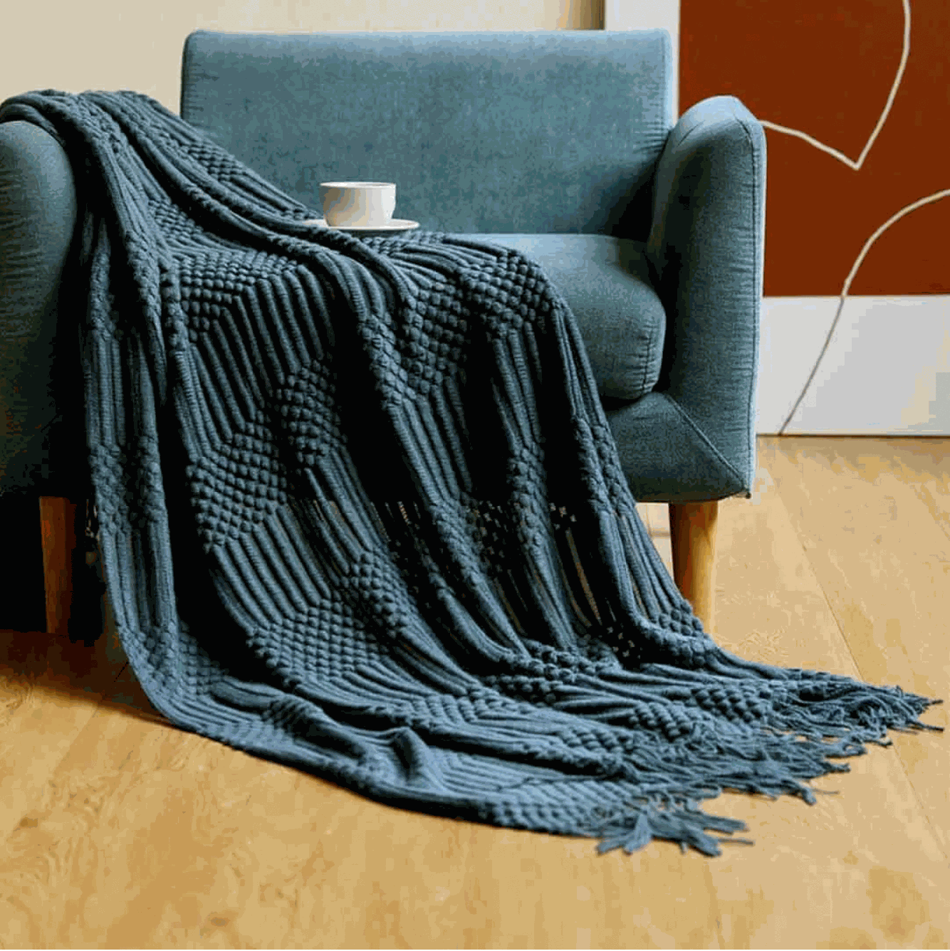 Knitted Throw Blanket – Lightweight Warmth, Instant Cosy Comfort