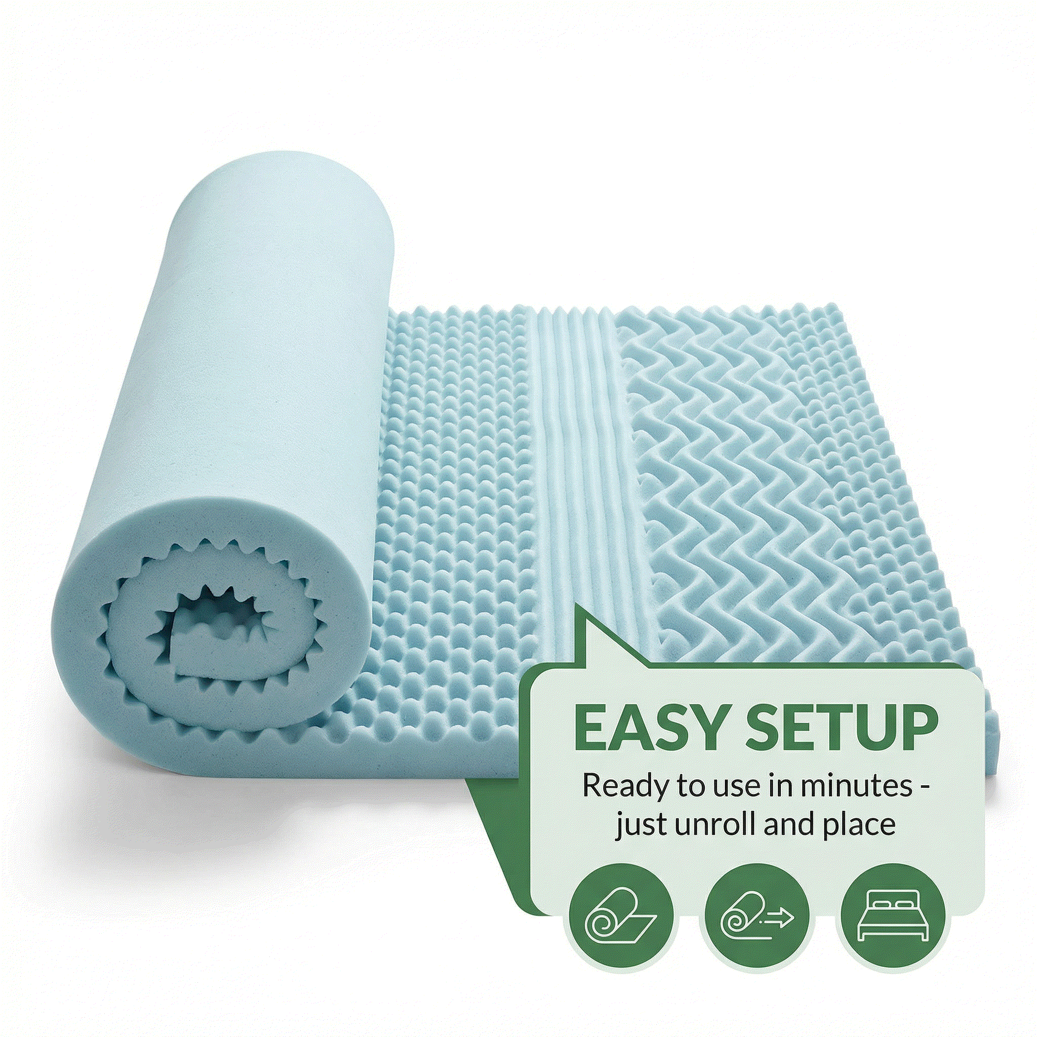 Memory Foam Mattress Topper 5cm – Relieve Pressure, Sleep Cooler, Wake Refreshed