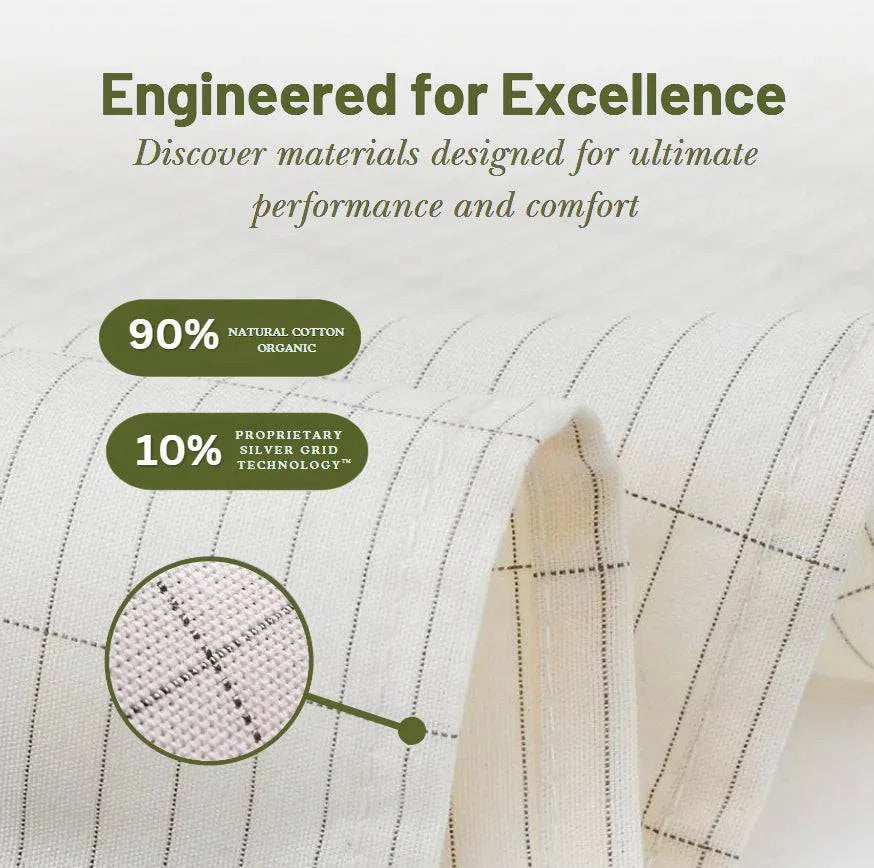 High-quality grounding sheet made from natural cotton and silver thread, designed for durability, conductivity, and improved sleep quality.