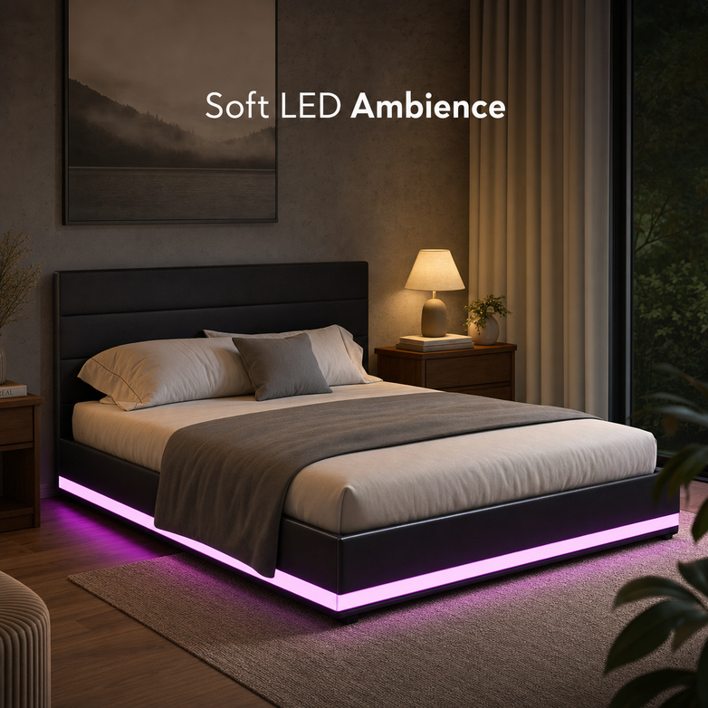 LED Gas Lift Bed - Customise Your Bedroom, Maximise Storage Space