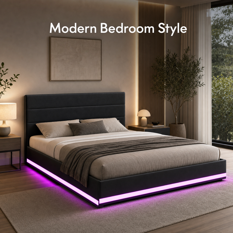 LED Gas Lift Bed - Customise Your Bedroom, Maximise Storage Space