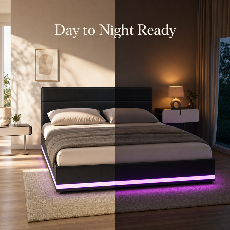 LED Gas Lift Bed - Customise Your Bedroom, Maximise Storage Space