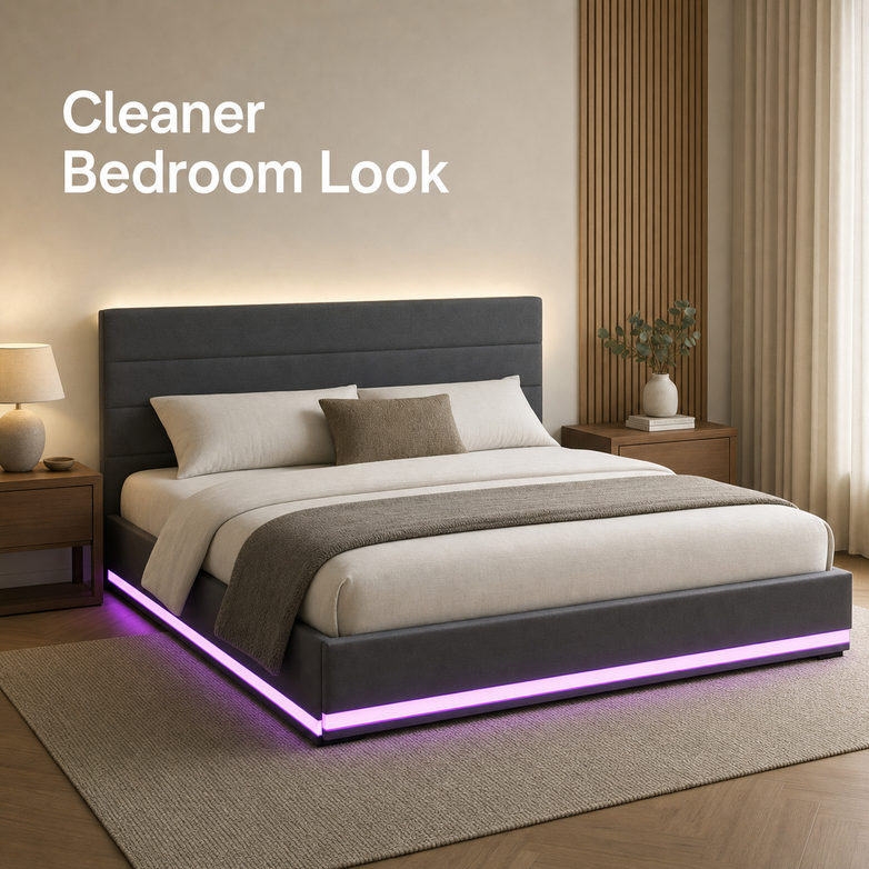 LED Gas Lift Bed - Customise Your Bedroom, Maximise Storage Space