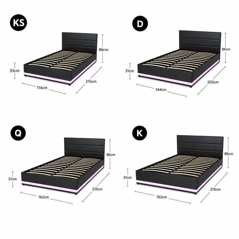 LED Gas Lift Bed - Customise Your Bedroom, Maximise Storage Space