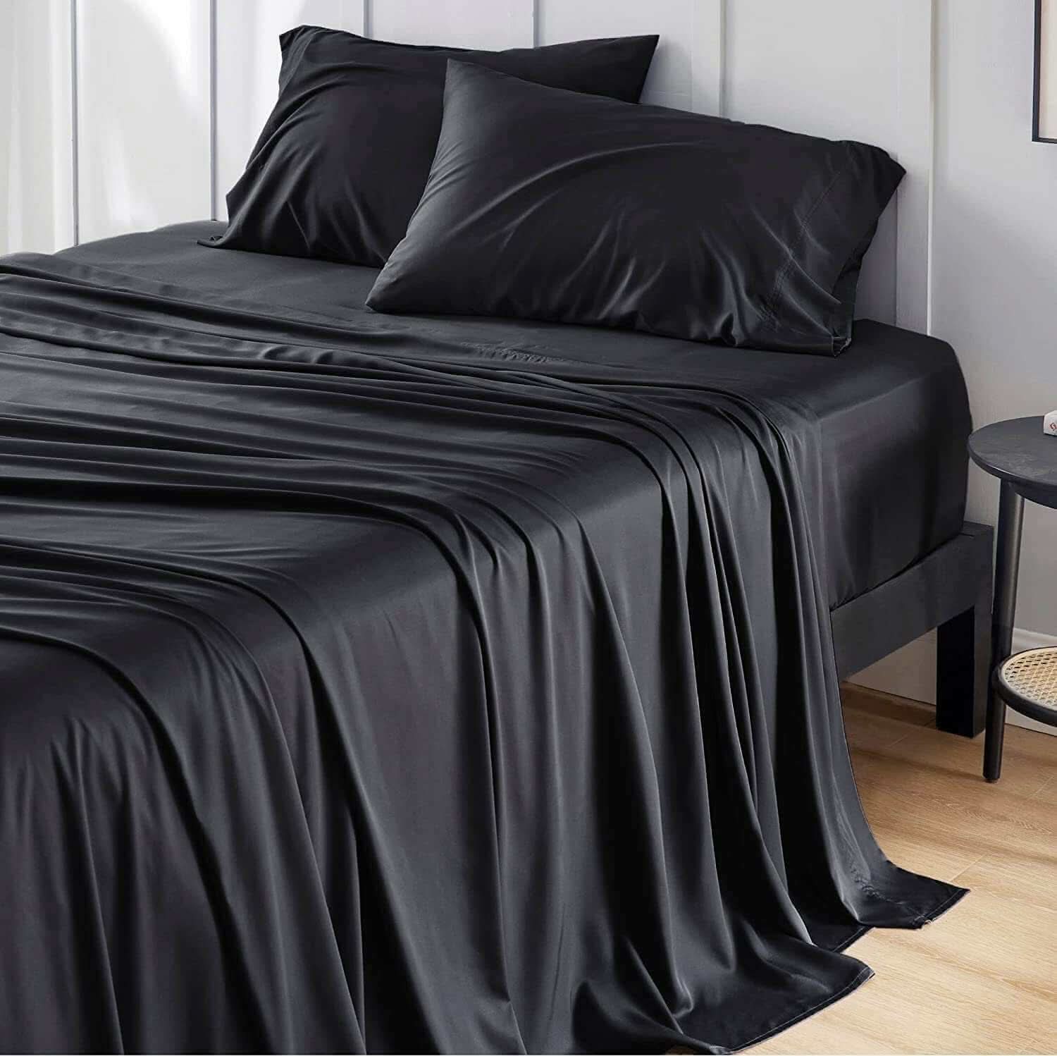 Adorearth Bamboo Sheets - Black, King Queen Double Single