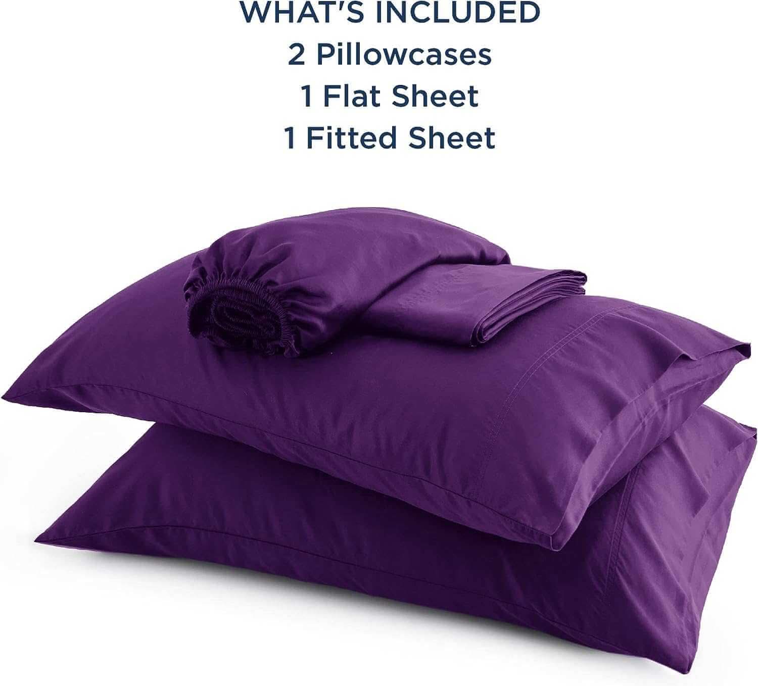 Adorearth Bamboo Sheets - Purple, King Queen Double Single